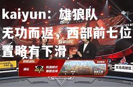 kaiyun：雄狼队无功而返，西部前七位置略有下滑  第1张